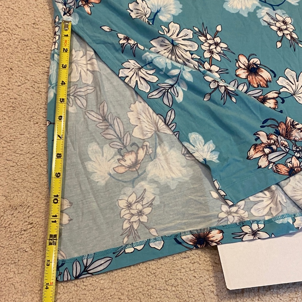 Soma XL Cool Nights Long Sleepshirt SS - Teal Floral Nightgown 93% Rayon - Picture 11 of 12